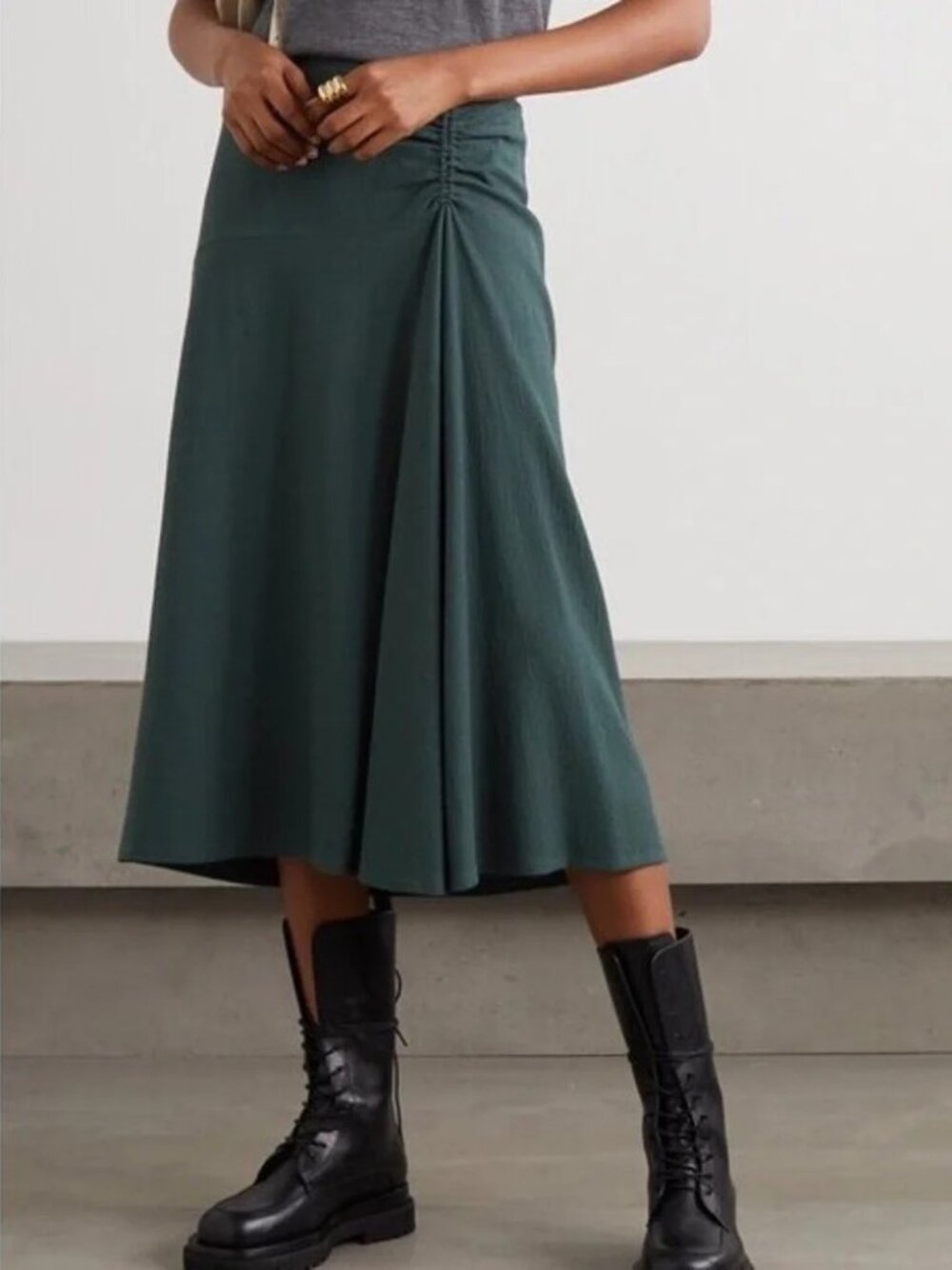 NWOT Vince Ruched Asymmetrical Skirt in Sea Leaf Size 14